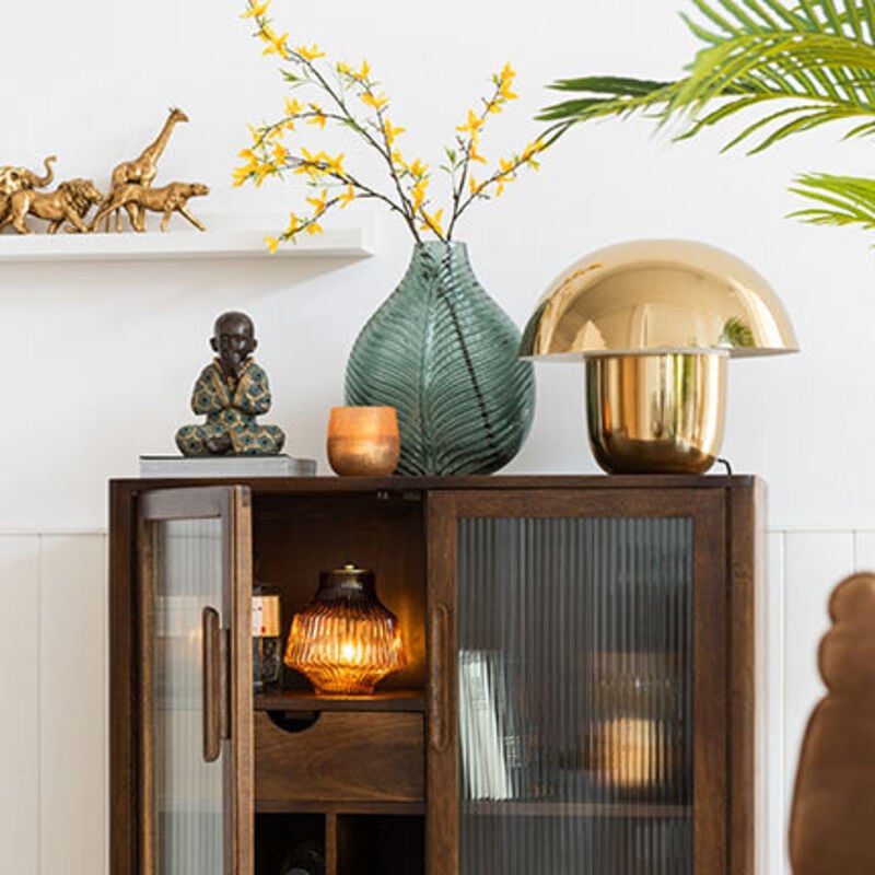 M&s - Lampe de table champignon 40 cm en métal doré