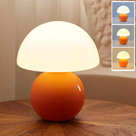 Lampe de table champignon, lampe de chevet à intensité variable, lampe artistique à base en céramique, lampe de bureau d'ambiance, 3 modes d'éclairage