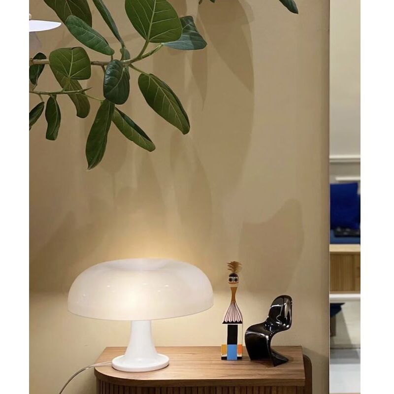 lampe de table champignon Lampe de table en polycarbonate Blanc，4 sources lumineuses LED gratuites