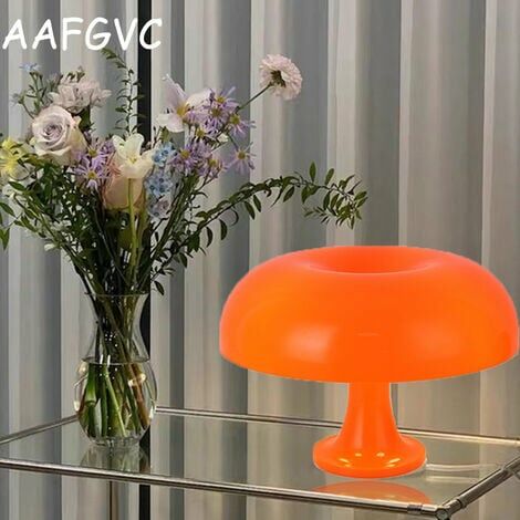 lampe de table champignon Lampe de table en polycarbonate，4 sources lumineuses LED gratuites，Orange