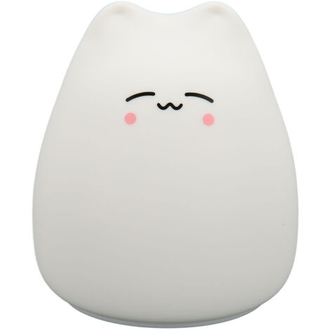 Lampe de Table Chat en Silicone, 7 Couleurs et Mode Respiration, Lumière Blanche Chaude, Veilleuse Mignonne pour Chambre d'Enfant