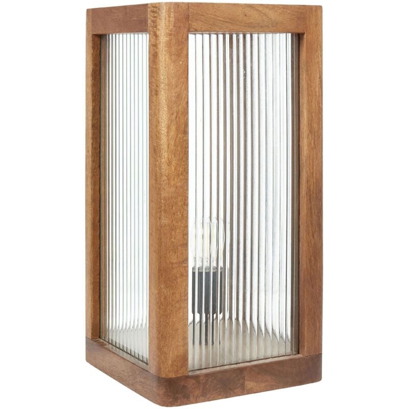 Beliani - Lampe de table Chevet Rectangulaire et Abat-jour Fait Main en Bois de Manguier Clair Kolidam