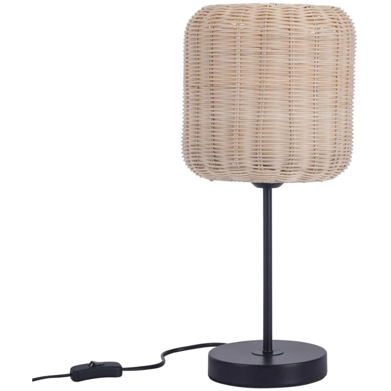 Cortic Sobremesa de rattan natural/ negro para bombilla E27