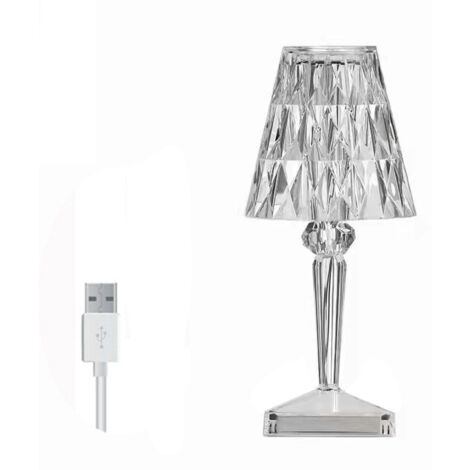 Lampe de Table Cristal Diamant USB, Lampe de Chevet Tactile à Changement de Couleur, Rechargeable pour Chambre