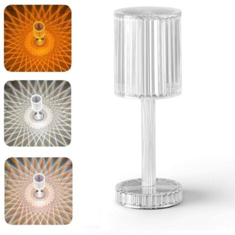 LLSZAHD Lampe de Bureau LED Diamant en Cristal Lampe de Chevet, Lampe de  Table en Verre à vin Romantique en Acrylique,télécommande Tactile [16