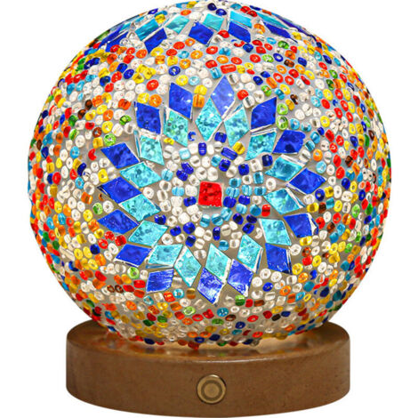 Lampe de table de chevet boule de verre mosaïque veilleuse lampe décorative rétro lampe globe table/table de chevet/table de chevet/bureau adapté pour chambre, salon, salle d'étude, salle à manger (1