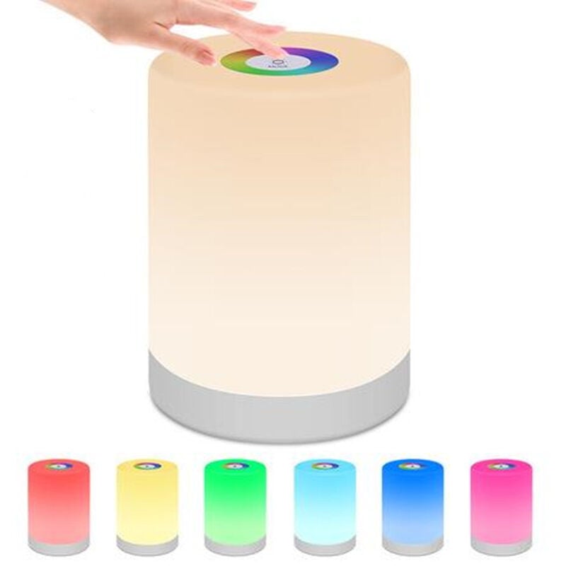 Lampe de Table de Chevet Intelligente, Commande Tactile Dimmable, Rechargeable par usb, Portable, Changement de Couleur rgb pour les Enfants,