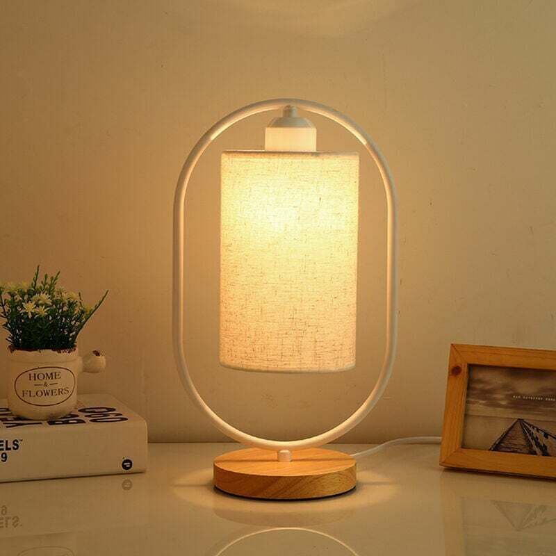 Basetbl - Lampe de table de chevet led, lampe de chambre avec abat-jour en tissu moderne, lampe de table au design élégant pour chambre, salon, table