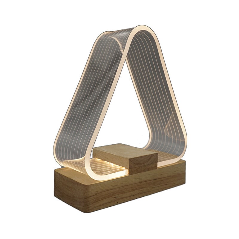 Lampe de table de chevet Triangle nordique Lampe de chevet décorative led Lampe blanche chaude Chargeur commande avec lumière acrylique de