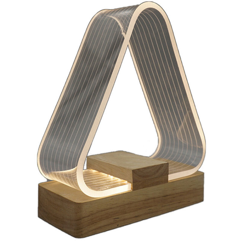 Lampe de table de chevet Triangle nordique Lampe de chevet décorative led Lampe blanche chaude Chargeur commande avec lumière acrylique de