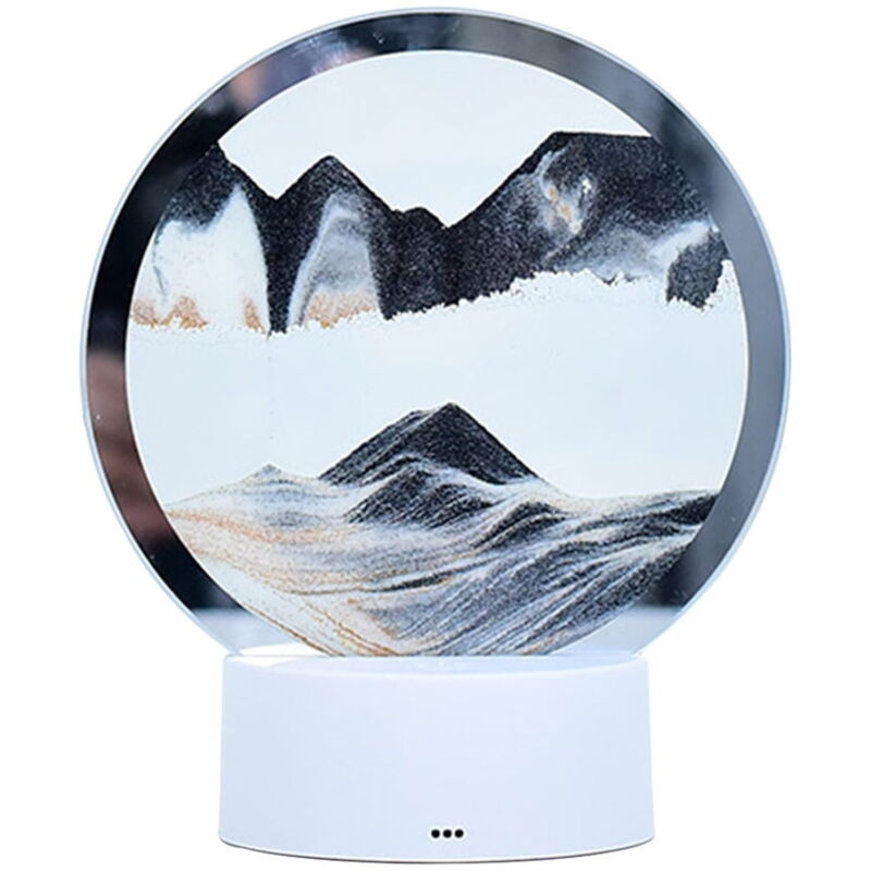 Feiyue - Lampe de table de peinture au sable tridimensionnelle, peinture au sable ronde en verre Art de sable Art de mouvement liquide Lumières de
