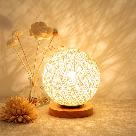 Generic Lampe de table boule en verre, lumière de nuit LED