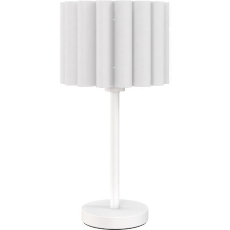 Lampe de table de style rétro, lampe de chevet, abat-jour en plastique, interrupteur à bouton, blanc