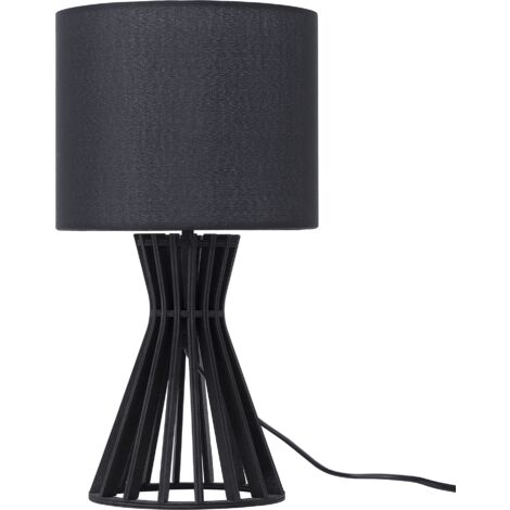 Lampe de Table Déco Noire en Bois et Tissu avec Base à Tiges Multiples E27 Max 40W pour Chambre Table de Chevet ou Salon au Design Moderne Beliani - Noir