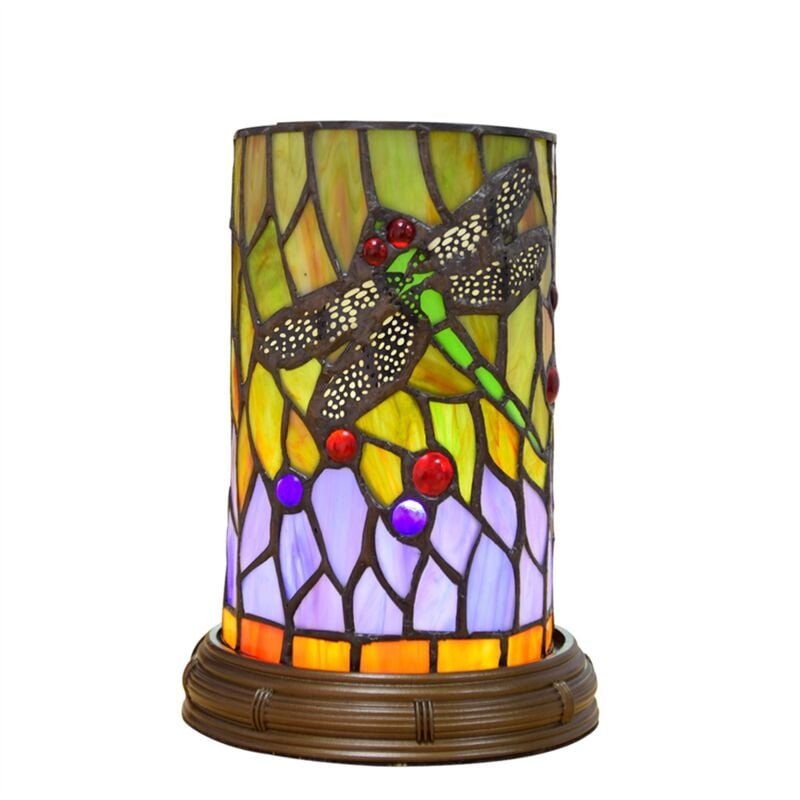 Lampe de Table DéCorative en Verre LED Pays AméRicain, Vitrail EuropéEn Vintage, Veilleuse USB Tricolore