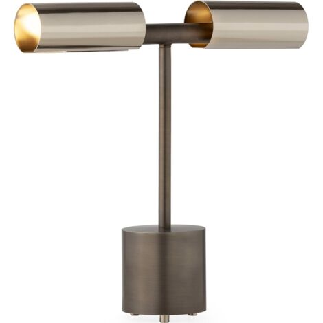 Lampe de table design acier gris foncé et chrome moderne - Gris foncé et chrome