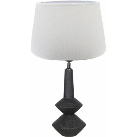 Lampe de table design bois noir et abat jour blanc élégant - noir bois de manguier et blanc