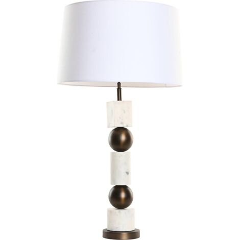 Lampe de table design bronze et marbre blanc élégance intemporelle - Blanc marbre et bronze raffiné