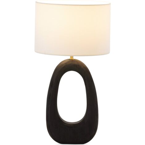 Lampe de table design en bois de manguier noir et doré élégant - Noir bois de manguier doré