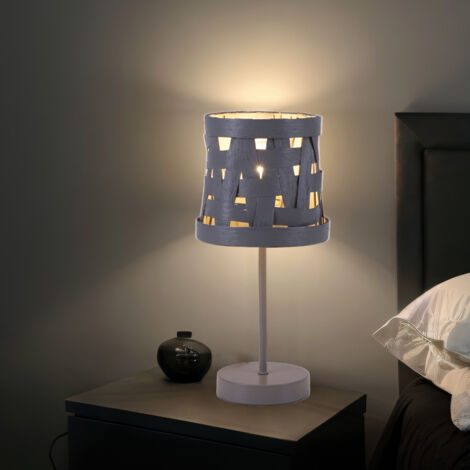 Lampe de table design grise pour salon, chambre à coucher, veilleuse textile, lampe de lecture