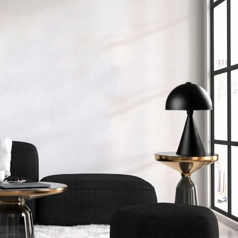 Lampe de table design noire, abat-jour rond vintage SILE