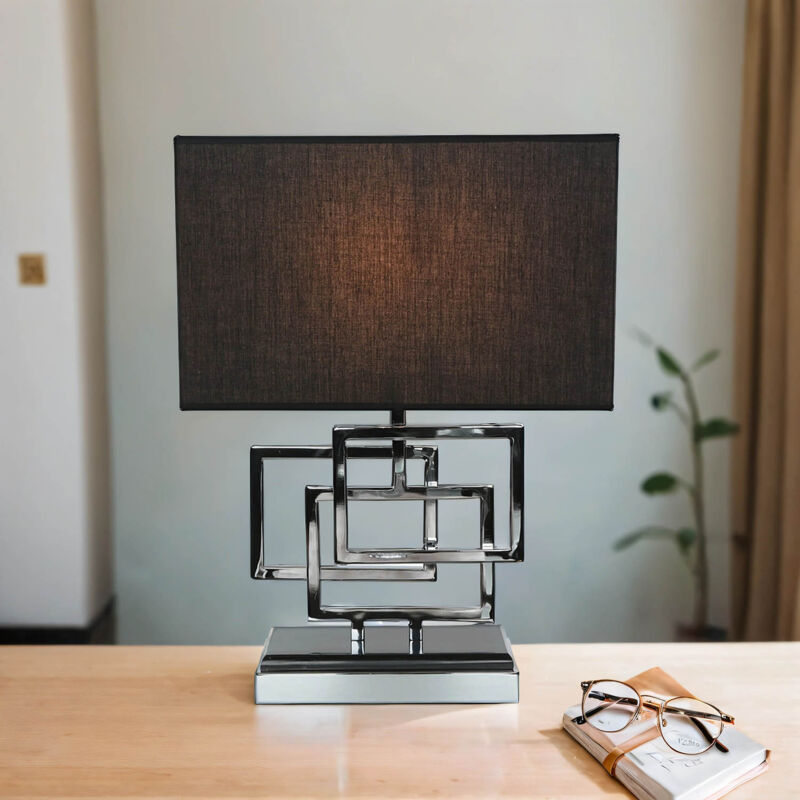 Licht-erlebnisse - Lampe de chevet E27 49 cm Argent Tissu Métal Moderne Lampe de chevet