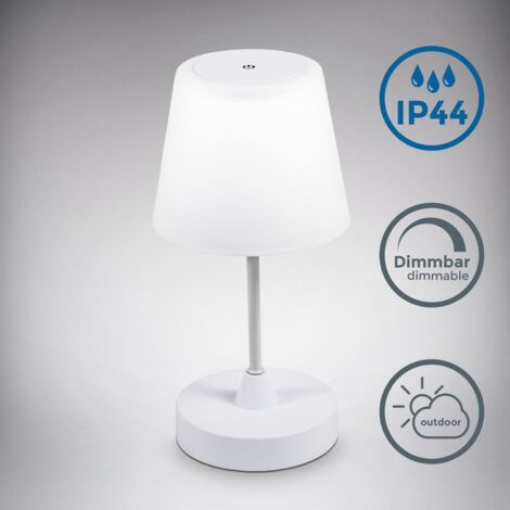 Lampe de table d'extérieur à LED I Lampe de table IP44 I Lampe de jardin à piles I Lampe de chevet I Gradable I Blanc