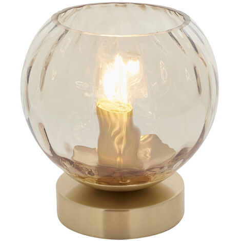 Lampe de table DIMPLE laiton satiné verre E14 Endon