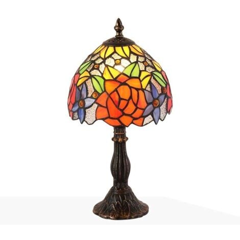 BARCELONA LED Lampe de table d'inspiration Tiffany avec mosaïque en verre