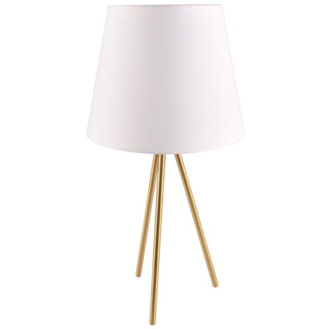 Lampe de table dorée abat-jour blanc E27 20W ELENA