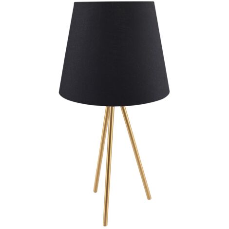 Lampe de table dorée abat-jour noir E27 20W ELENA Polux