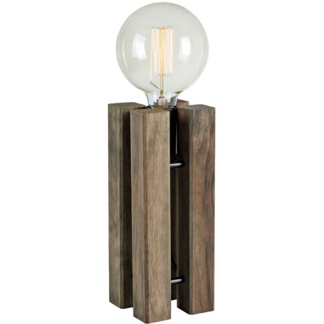 Lampe de table e27 40w max bois teinte noyer 28 cm - markslojd lodge 88866139 88866139 88866139 88866139