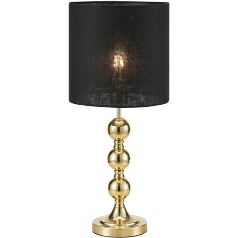 Lampe de table E27 40W Max, laiton et abat-jour lin noir - Markslöjd - Octo
