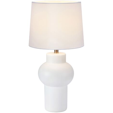 Lampe de table E27, blanche céramique, textile blanc - Markslöjd - Shape