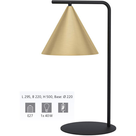 Lampe De Table Eglo Narices 1xE27 Noir/laiton