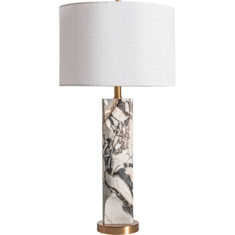 Lampe de table élégance marbre noir/blanc - Nuance marbrée noire et blanche avec touches dorées