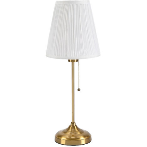 Lampe de Table Élégante en Laiton avec Abat-Jour Plissé Blanc