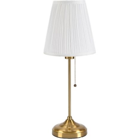 Lampe de Table Élégante en Laiton avec Abat-Jour Plissé Blanc