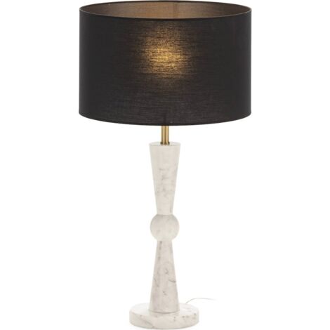 Lampe de table élégante marbre blanc et laiton doré design chic - Blanc marbre et laiton doré