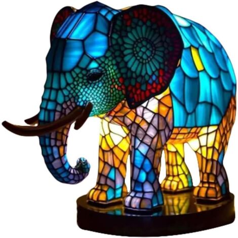 Lampe de Table Éléphant Résine Veilleuse 3D Décoration Chambre Salon Bureau