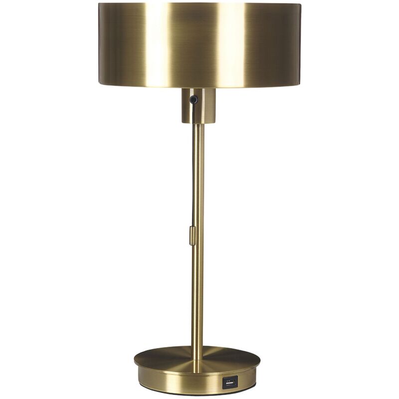 Lampe de Table Elégante en Métal Doré Finition Brillante Port USB Fonctionnelle Aripo
