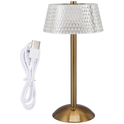 Lampe de table en acrylique avec veilleuse LED à intensité variable et câble USB, idéale pour une chambre d'enfant, une chambre à coucher ou une table de chevet.
