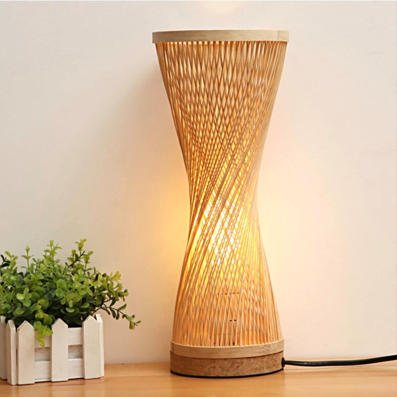 Lampe de table en bambou faite à la main Lampe de table en bambou Style Zen Éclairage de table décoratif Luminaire de table Veilleuse pour chambre à