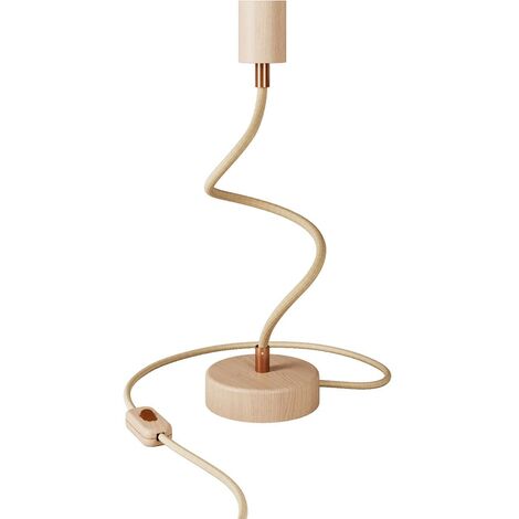 Lampe de table en bois avec articulation et lumière diffuse - Table Flex Wood avec prise bipolaire