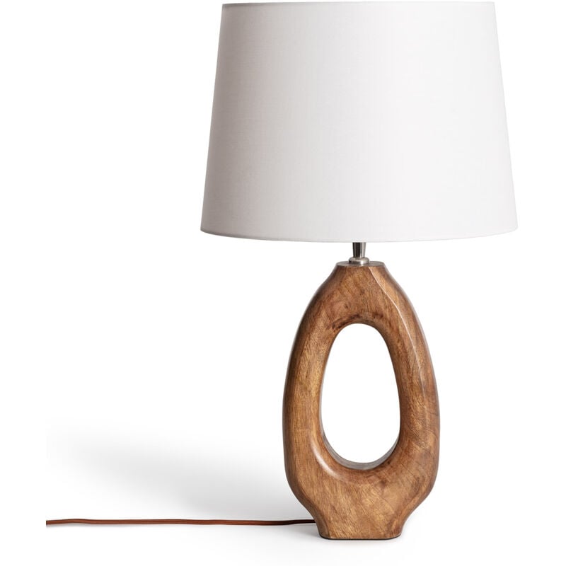 Lampe à Poser en bois Darshan Iluzzia Blanc ancien