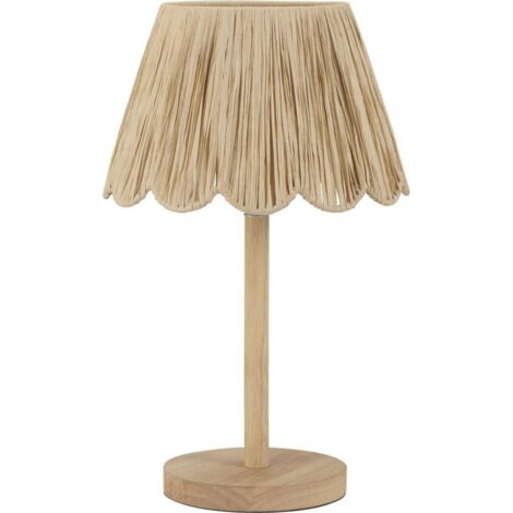 Lampe de table en bois et corde de papier style naturel - Beige naturel bois clair