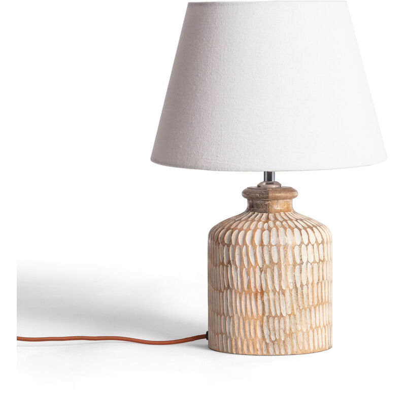 Iluzzia - Lampe à Poser en bois Govesan Blanc