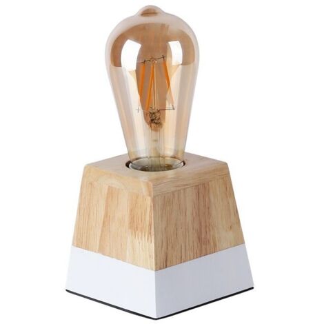 Lampe de table en bois "LAKA" - Blanc