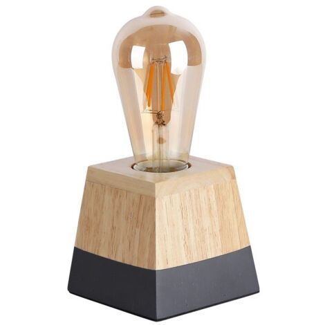 Lampe de table en bois "LAKA" - Gris
