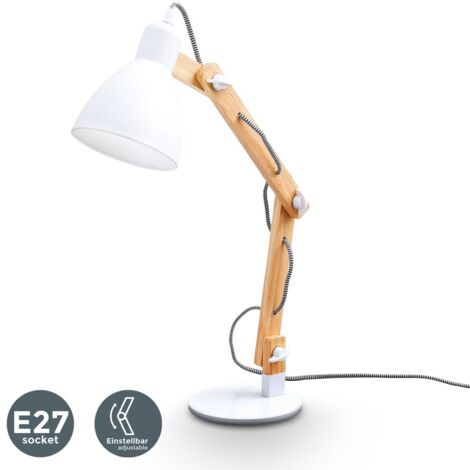 Lampe De Table En Bois Naturel Lampe De Lecture Lampe De Bureau Lampe De Chevet Blanche Led Bkl1192